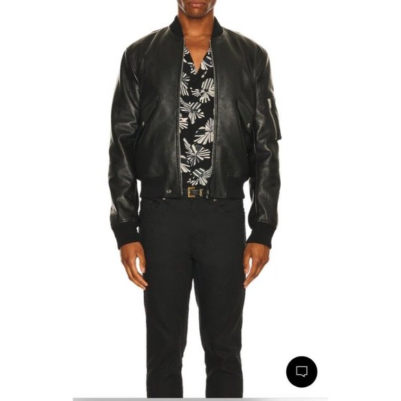Saint Laurent Bomber Jacket Graine Black Leather - Picture 2 of 10